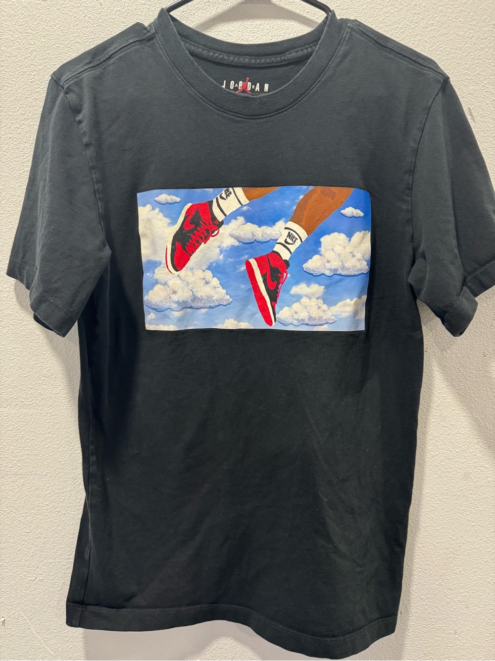 Jordan Black Tee with Red Sneaker Graphic
